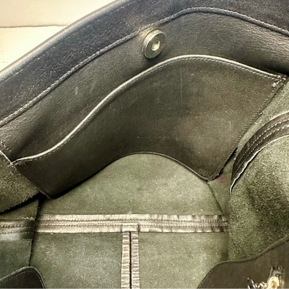 Vintage COACH All Leather Large Black Leather Slim Shoulder Tote Bag #9406 - Picture 14 of 16